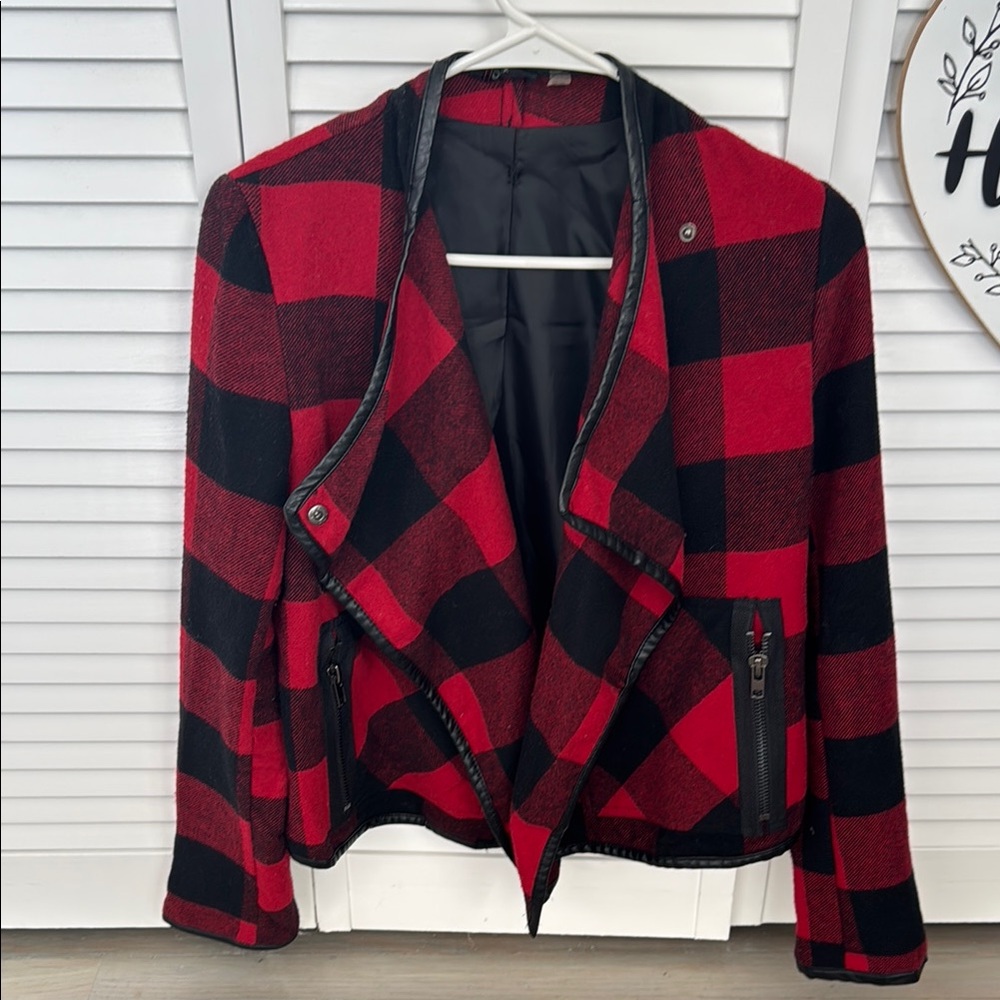 Red and Black Plaid Women's Jacket